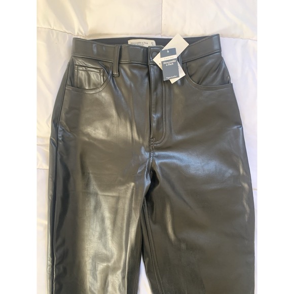 Abercrombie Fitch Straight Ultra High Rise Curve Love 27 /4 Vegan Leather New - Picture 1 of 8